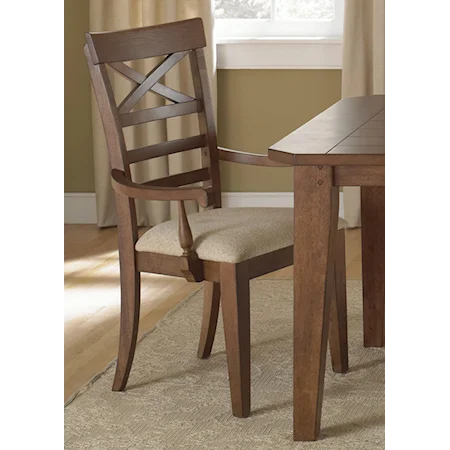 X-Back Dining Arm Chair with Upholstered Seat